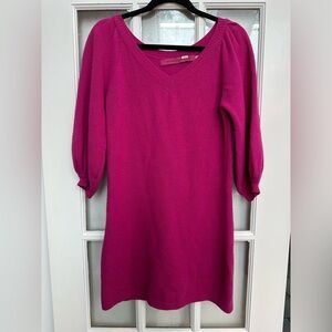 McGinn Knightsbridge Angora Wool Pink Fuchsia V-Neck Sweater Dress Size 36 US S